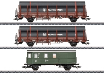 Märklin 46569 - H0 - 3-tlg. Set Rungenwagen Stahlrohre, DB, Ep. IV - Set 2